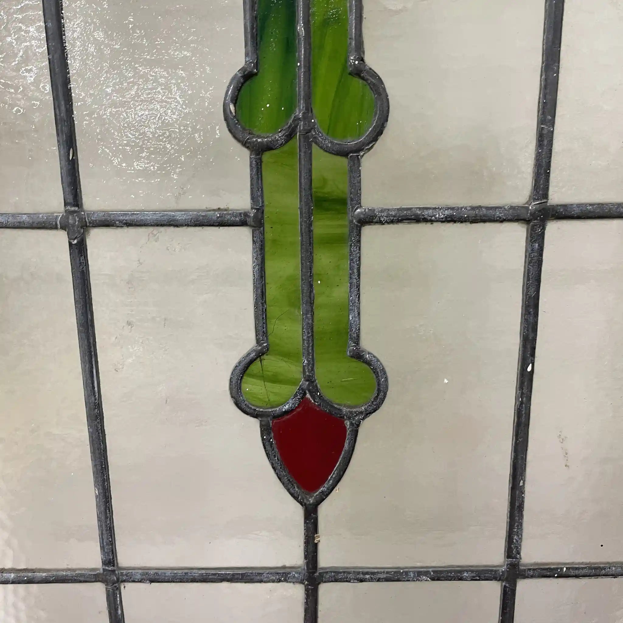[Antique] Stained glass / Art Nouveau / Early 20th century (estimated) / Glass / England / Textured glass, plant motif, with hinges