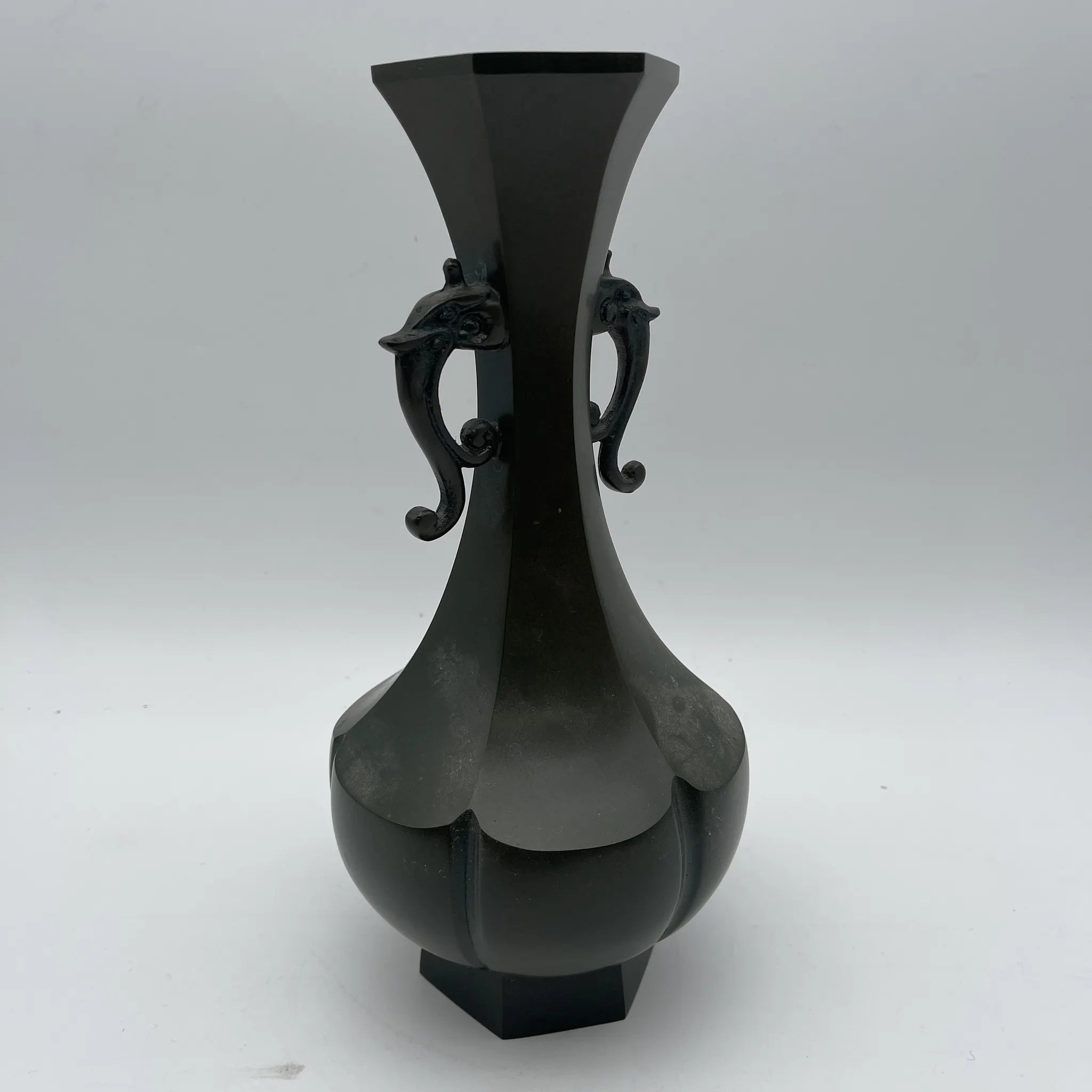 [Reuse] Vase / Takaoka copperware (estimated) / Bronze / Japan / Double ear decoration, bronze casting