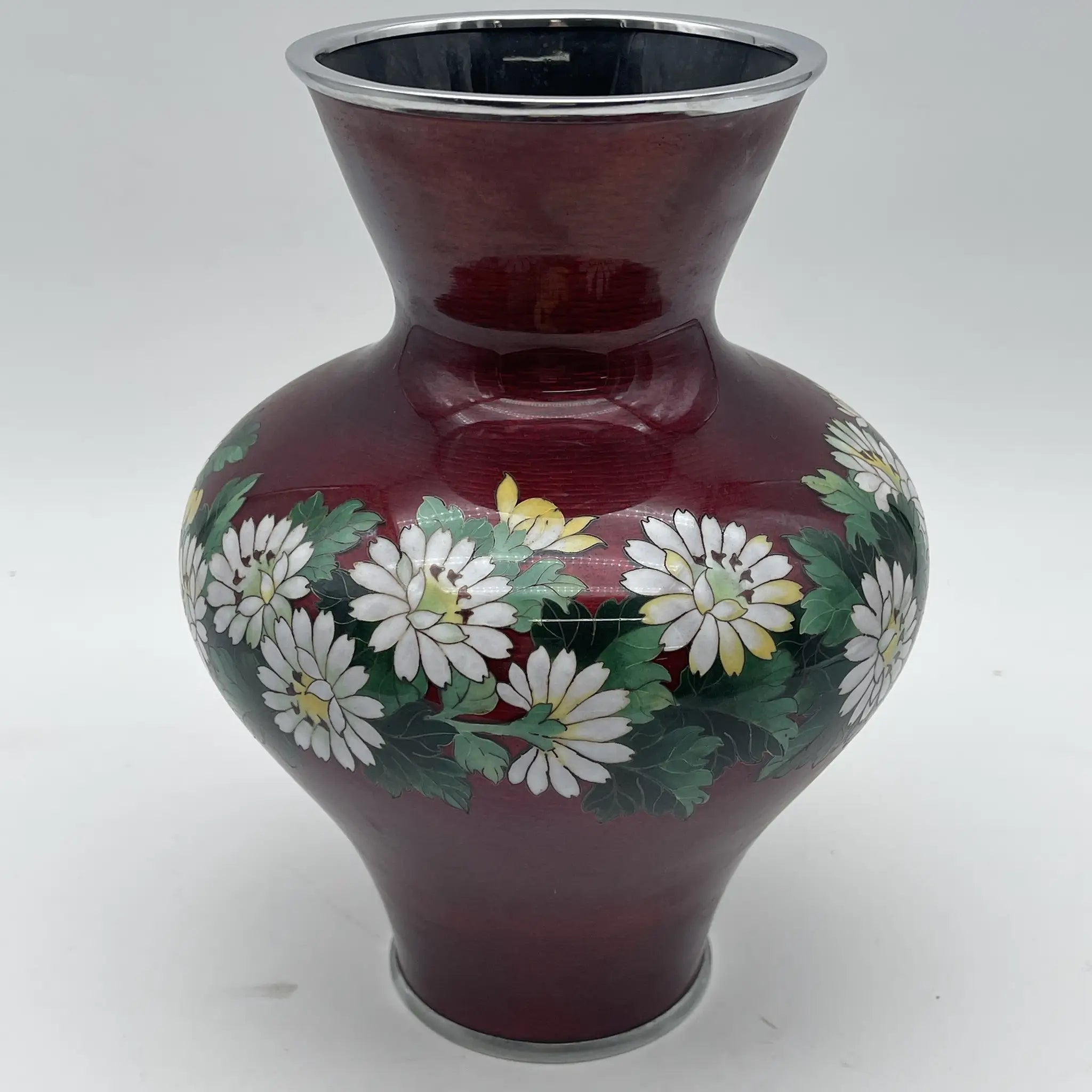 【リユース】 花瓶 / 七宝焼 / ガラス釉 / 日本 / 有線七宝, 銀線細工, ぼかし釉