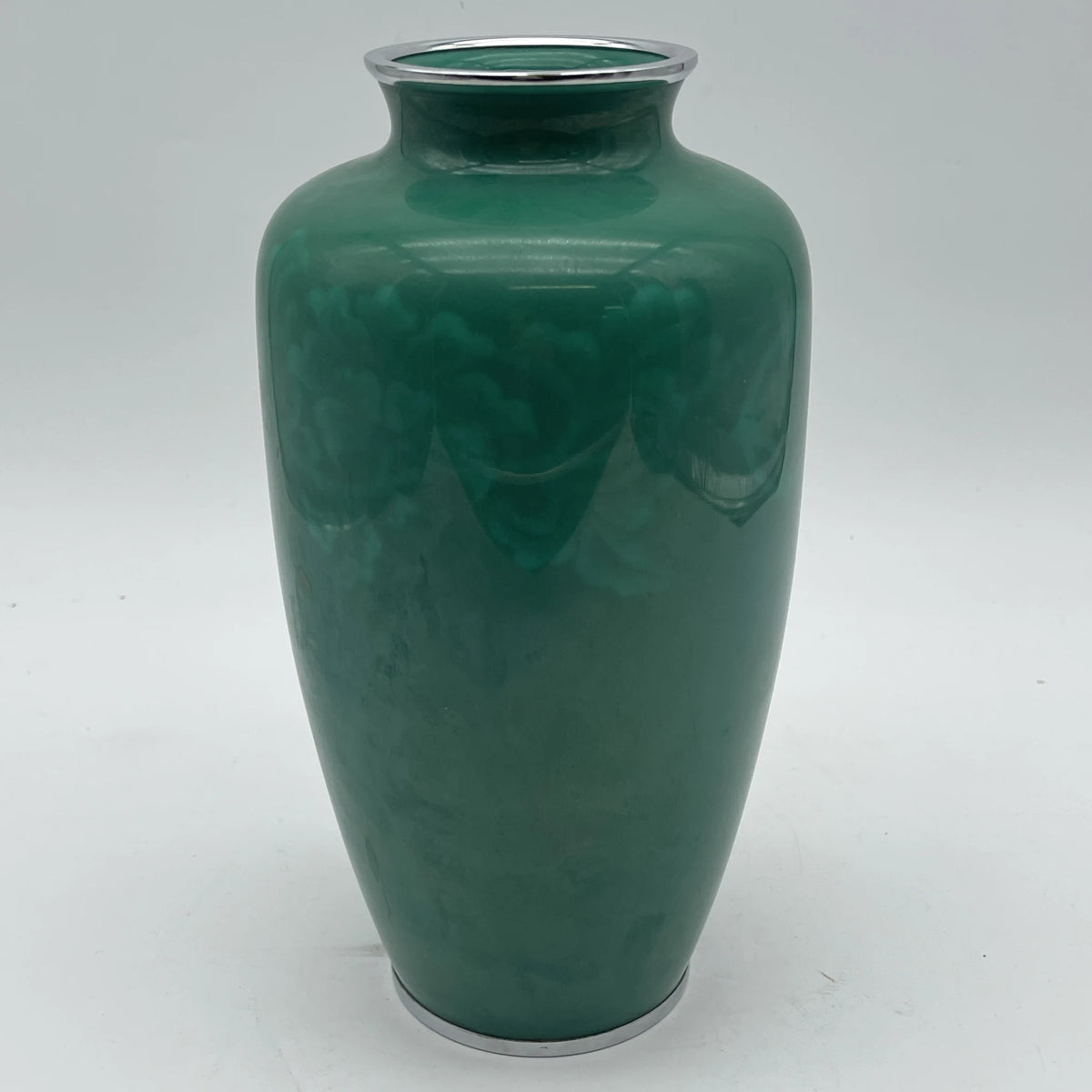 花瓶/瓷器/日本/牡丹唐草文，七宝烧花瓶，翡翠色，传统工艺品/[再利用