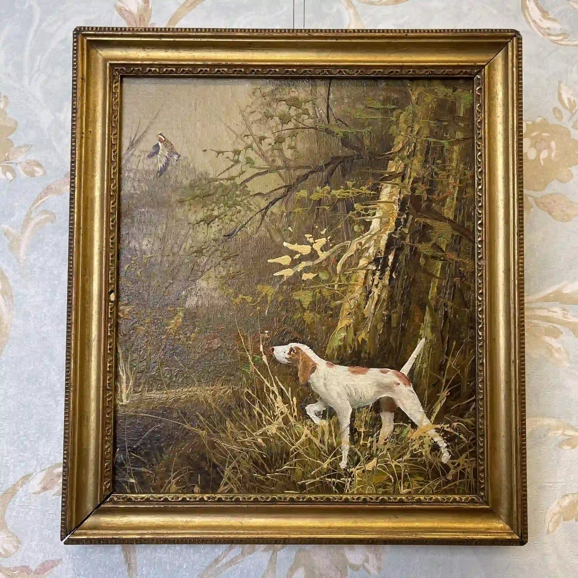 【希少】ハンティング絵画 額装 英国調 馬 犬 狩猟画 Paragon 高級感 アート/装飾品】 スポーティング・アート（狩猟画) / 油彩画 / [推定