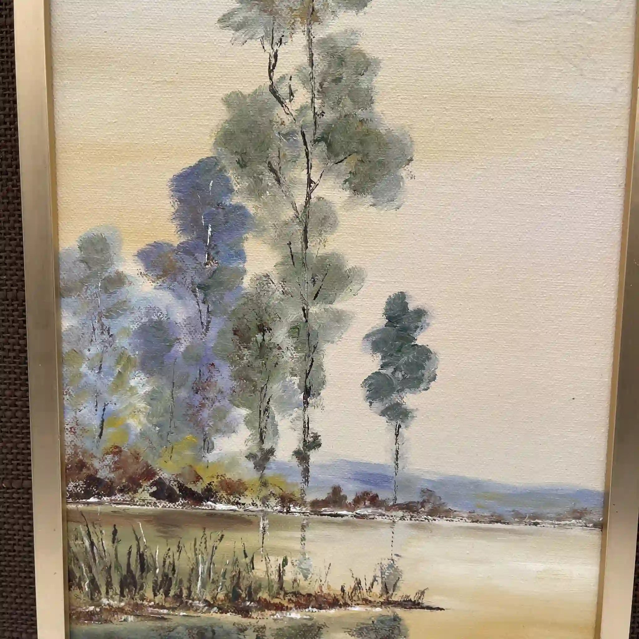 [Vintage] Oil painting / F. E. Reynolds / "Reflections" / 1981 / Canvas / England / Subject: Loire Valley