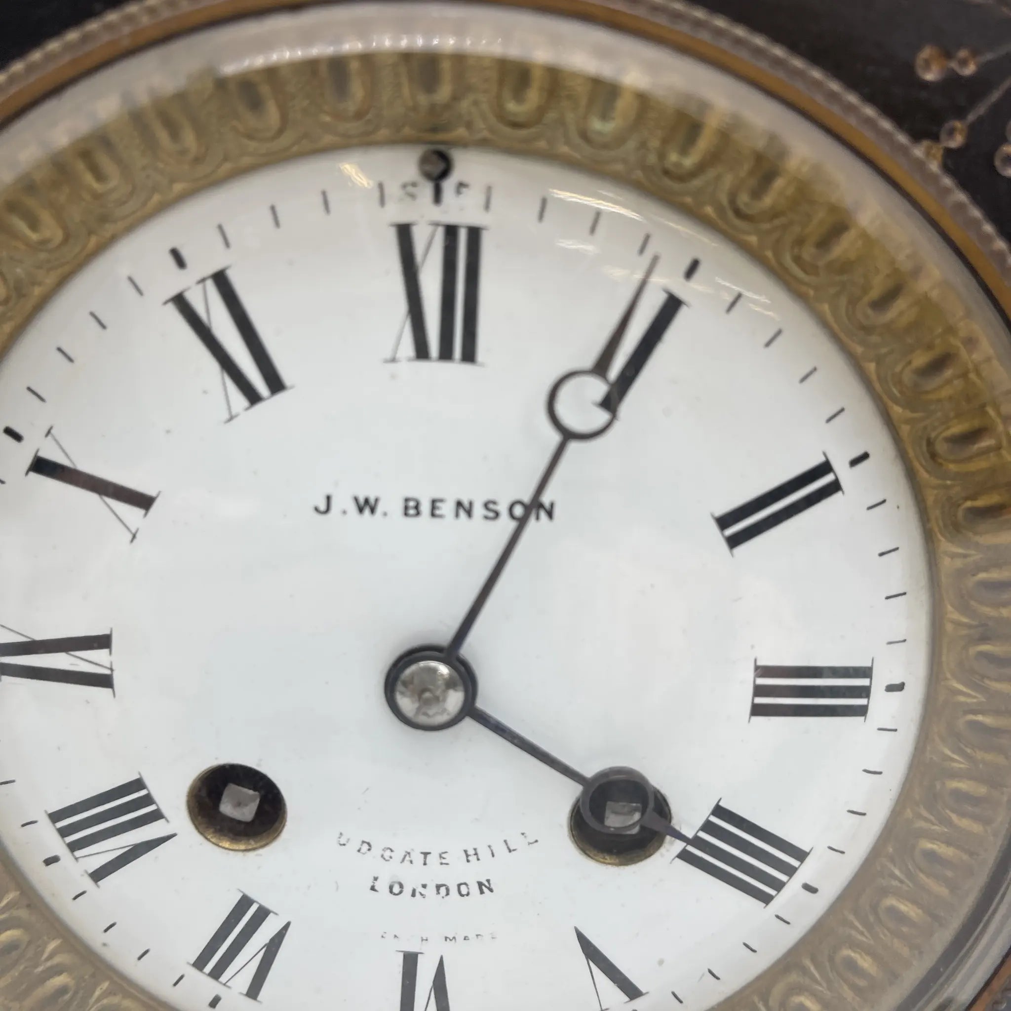 [Vintage] Mantle clock / J.W. BENSON / Victorian style / Late 19th century (estimated) / Marble / British / French style, neoclassical, inlay